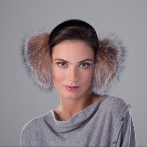 NEW❤️Surell❤️Real Fox Fur earmuffs -crystal color